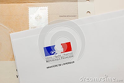 Special document with the holographic stamp and Ministry of Interior envelope Editorial Stock Photo