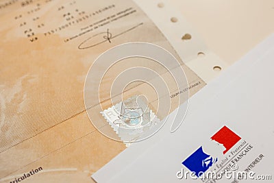 Special document with the holographic stamp and Ministry of Interior envelope Editorial Stock Photo