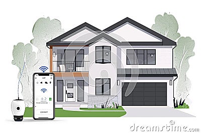 Special effects in camera operations ensure protected environments through precision multimedia content and smart security locking Cartoon Illustration