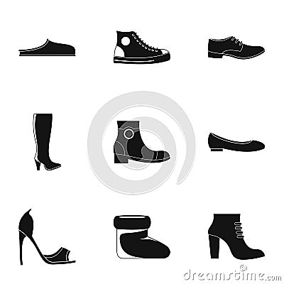 Special footwear icons set, simple style Stock Photo