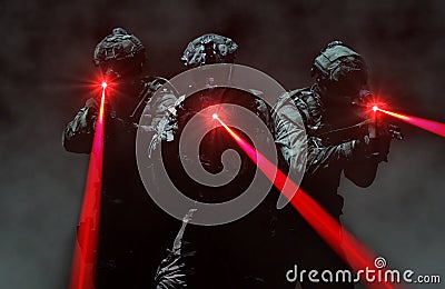 Special force assault team during a secret mission Stock Photo