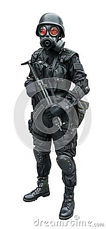 Special force soldier standing in isolation backgr Stock Photo