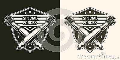 Special forces monochrome vintage element Vector Illustration