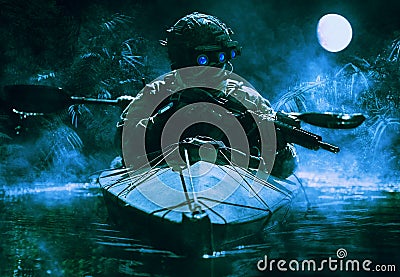 Special forces operators with night vision goggles Stock Photo