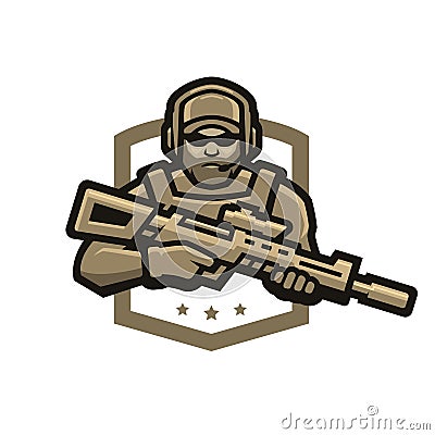 Special forces soldier. Logo, emblem. Vector illustration. Vector Illustration