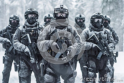 Special Forces soldiers and their advanced helmets super realistic Stock Photo
