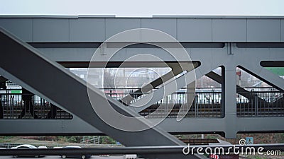 Special forces squad protecting urban bridge with assault rifles Stock Photo