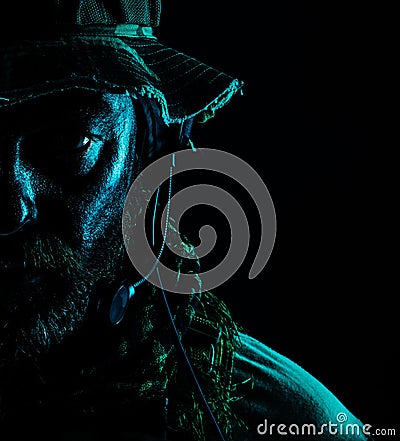 Jungle warfare closeup Stock Photo