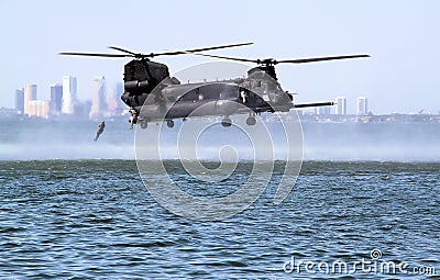 Special Forces Water Jump Training Stock Photo