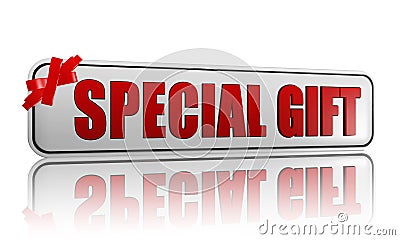 Special gift banner with ribbon Stock Photo