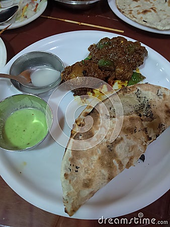 Special indian food `chiken kari & tandoori roti` Stock Photo