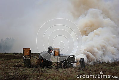 Special military equipment for smoke Editorial Stock Photo