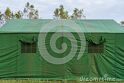 Special military tent for emergencies and rescue work. Background with selective focus Stock Photo