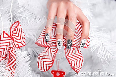 Special nails for christmas Stock Photo