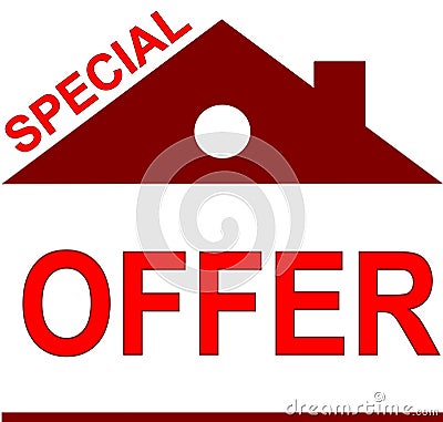 Offer tag as small house Stock Photo