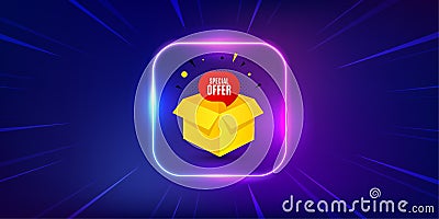 Special offer banner. Discount sticker shape. Neon light frame offer banner. Vector Stock Photo