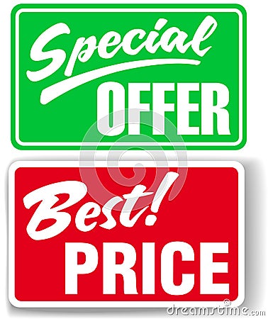 Special Offer Best Price store signs Vector Illustration