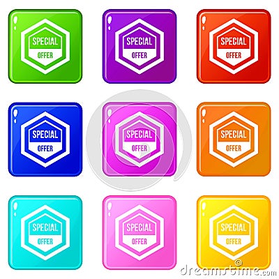 Special offer pentagon set 9 Vector Illustration