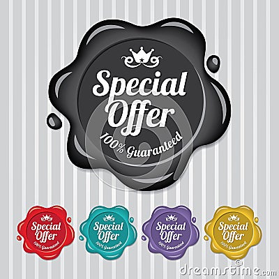 Special Offer Wax Seal, Wax Stamp Vintage Vector Illustration