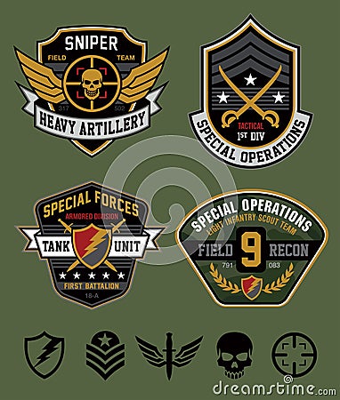 Special ops patch set Vector Illustration