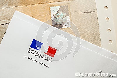 Special postal envelope of with the logo of The Ministry of the Editorial Stock Photo