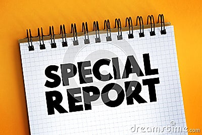 Special Report text on notepad, concept background Stock Photo