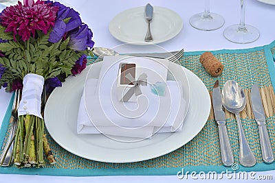 Special romantic dinner at the beach Stock Photo