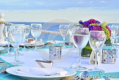 Special romantic dinner at the beach Stock Photo