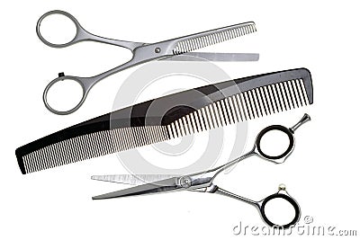 Special scissors for work of hairdresser, for hair Stock Photo