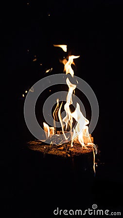 Fire in the dark Stock Photo