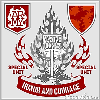 Special unit military patch - vector set Vector Illustration