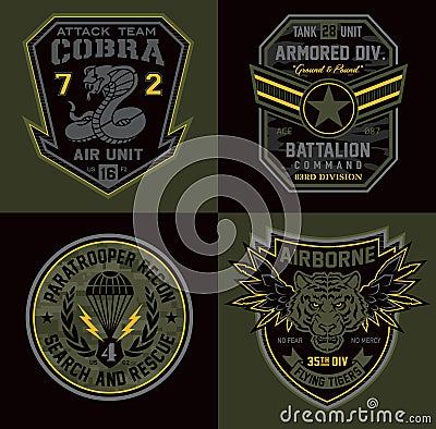 Special unit miltary badge patches Vector Illustration