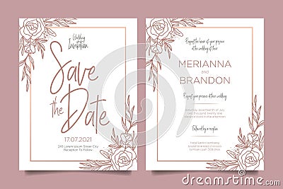 Special wedding invitations with flower decorations Vector Illustration