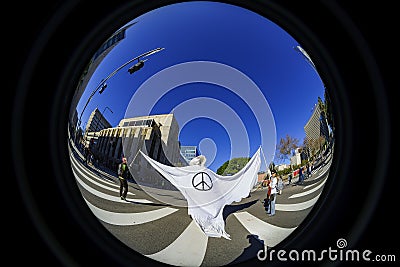 Special Women March event and Protesters around Los Angeles Editorial Stock Photo