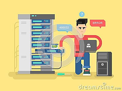 IT Specialist network Vector Illustration