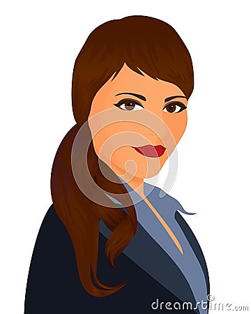 Specialist in public relations. Portrait pr manager in a dark suit on white background. vector illustration. Vector Illustration