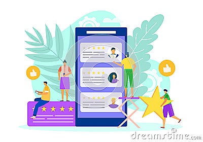 Specialist rating with positive review concept, vector illustration. Business user choice, client vote for good service Vector Illustration