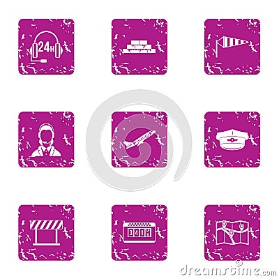 Specialist support icons set, grunge style Vector Illustration