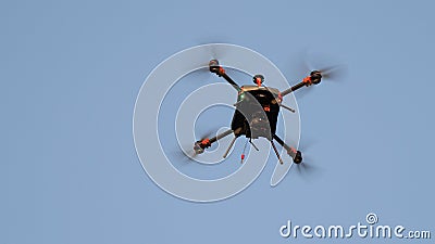 Specialized drone with particulate matter sensors patrols air pollution Stock Photo