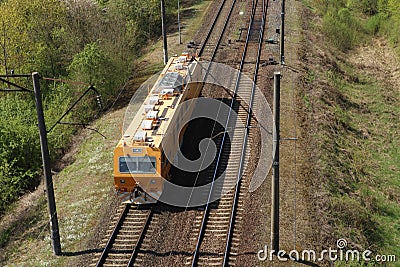 Rail service vehicle on railway. Stock Photo