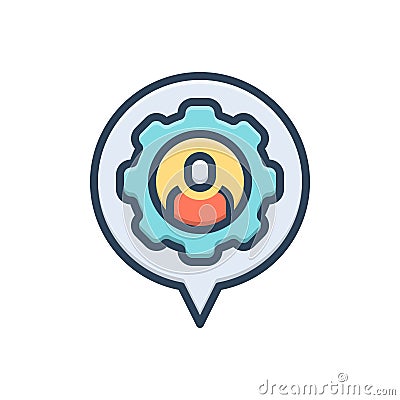 Color illustration icon for Specializing, peculiarity and quality Cartoon Illustration