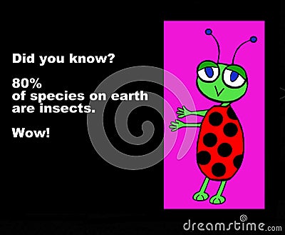 80% Species on Earth are Insects Cartoon Illustration