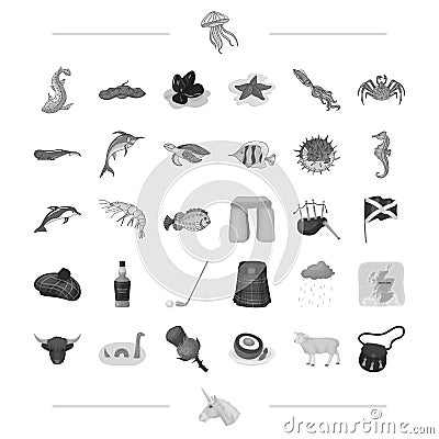 Species, sea, animal and other web icon in monochrome style. Scotland, country, tradition icons in set collection. Vector Illustration