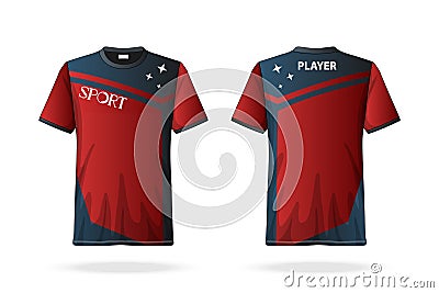 Specification Soccer T Shirt round neck Jersey template. mock up football uniform Vector Illustration