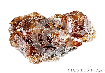 natural raw hessonite grossular crystals cutout Stock Photo