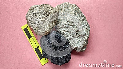 Speciment Phyllite and schist of metamorphic rock on Melange complex Stock Photo
