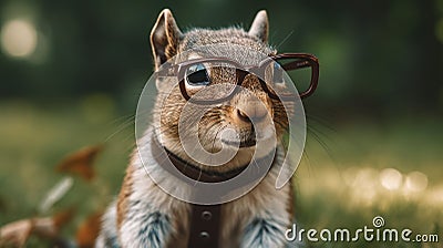 Specs Squirrel: A Fashion-Forward Rodent Stock Photo