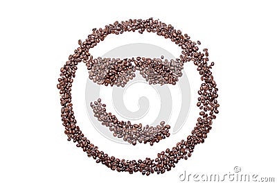 Spectacled Malicious smile smiley coffee beans isolated on a white background Stock Photo