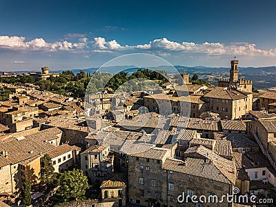 Spectacular aerial view of the old town of Volterra Stock Photo