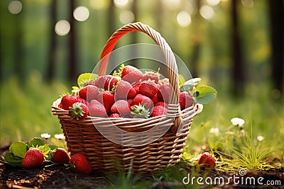 Spectacular bountiful strawberry harvest glistening in the warm embrace of soft sunlight Stock Photo